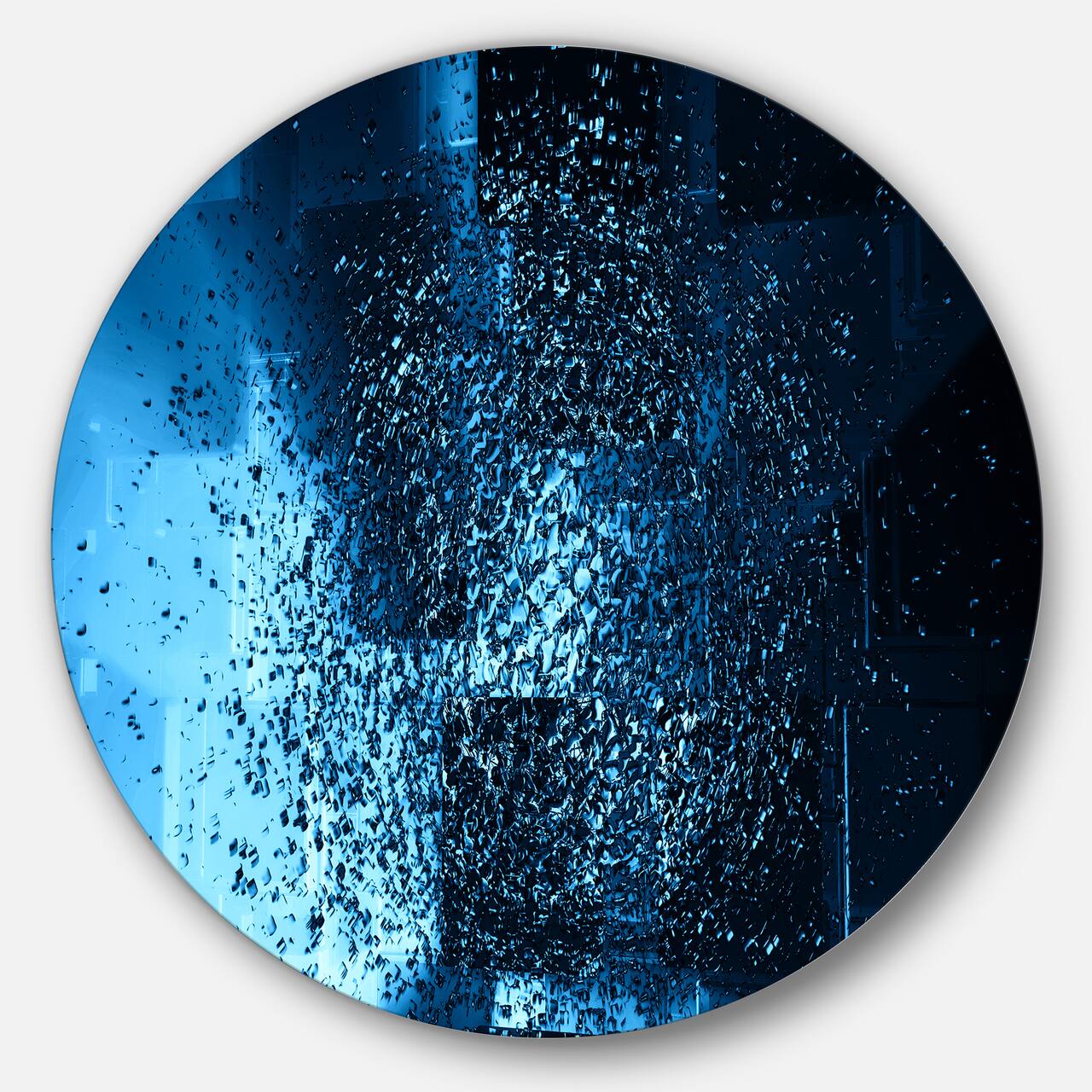 Designart - Fractal 3D Blue Paint Splash&#x27; Abstract Circle Metal Wall Art